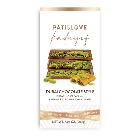 PISTACHIO CREAM KADAYIF FILLED MILK CHOCOLATE CRUNCH BAR – DUBAI STYLE, 200G