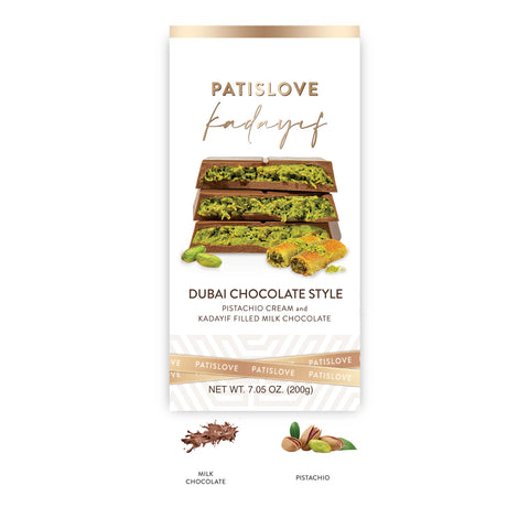 PISTACHIO CREAM KADAYIF FILLED MILK CHOCOLATE CRUNCH BAR – DUBAI STYLE, 200G