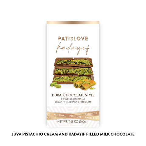 PISTACHIO CREAM KADAYIF FILLED MILK CHOCOLATE CRUNCH BAR – DUBAI STYLE, 200G
