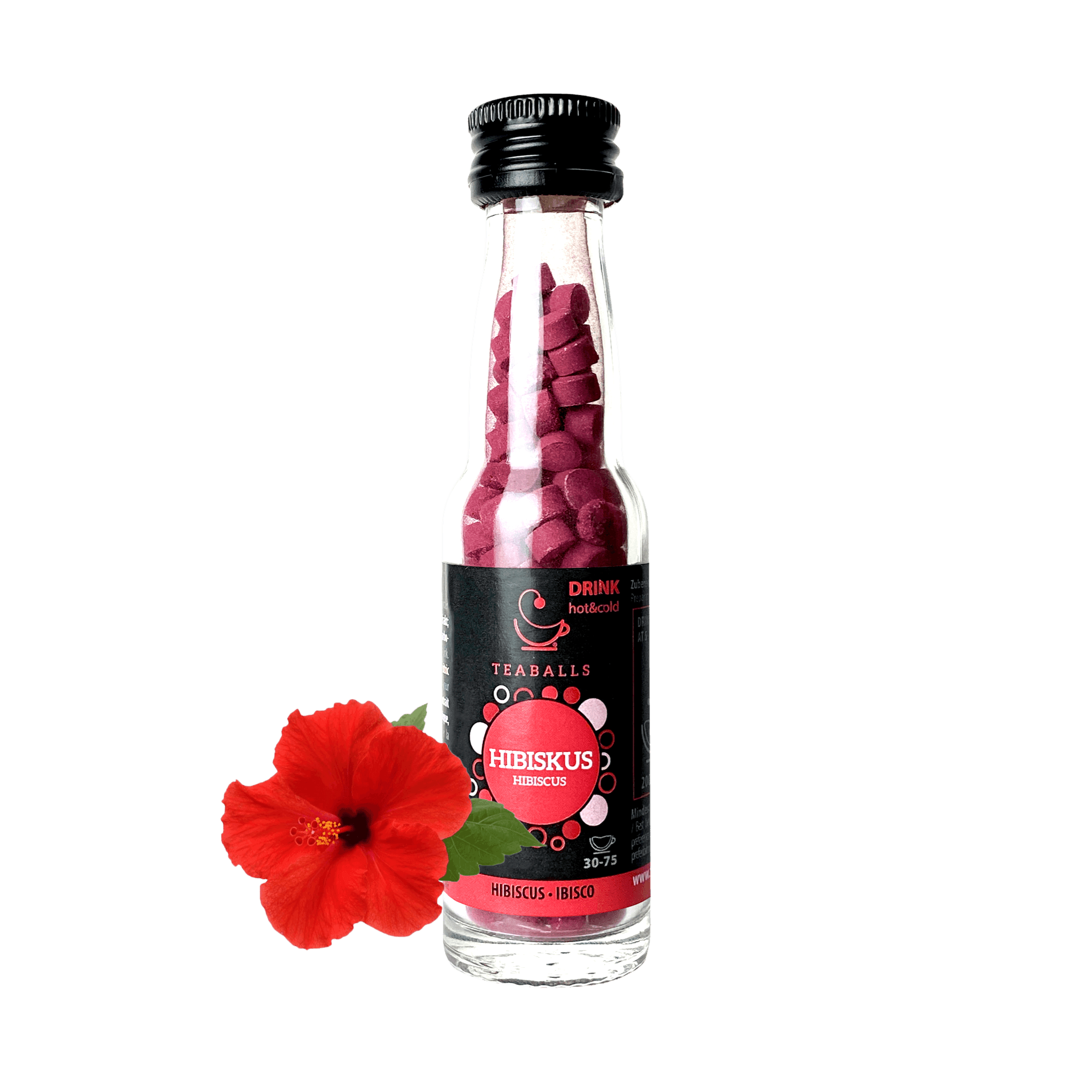 TEABALLS - Hibiskus | BLACK SELECTION | 30-75 Tassen - TEABALLS OFFICIAL | TEABALLS Schweiz | Tee ohne Beutel