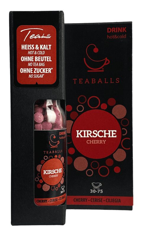 TEABALLS - Kirsche | BLACK SELECTION | 30-75 Tassen - TEABALLS OFFICIAL | TEABALLS Schweiz | Tee ohne Beutel