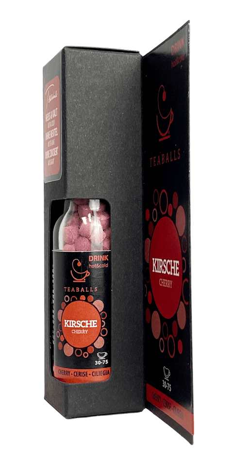 TEABALLS - Kirsche | BLACK SELECTION | 30-75 Tassen - TEABALLS OFFICIAL | TEABALLS Schweiz | Tee ohne Beutel