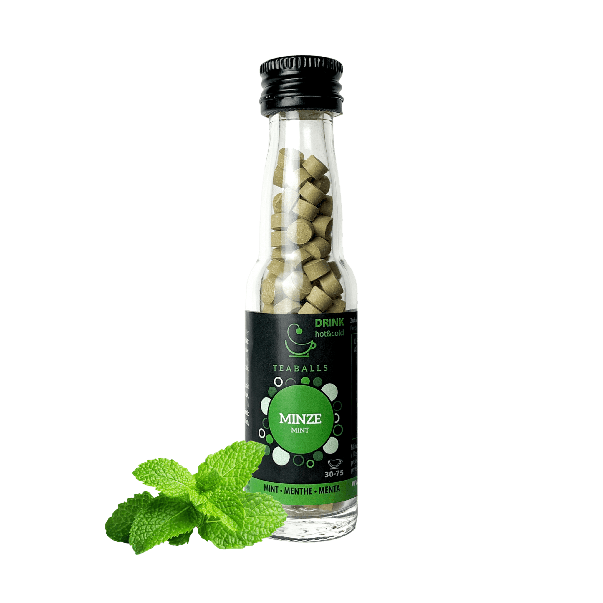 TEABALLS - Minze | BLACK SELECTION | 30-75 Tassen - TEABALLS OFFICIAL | TEABALLS Schweiz | Tee ohne Beutel
