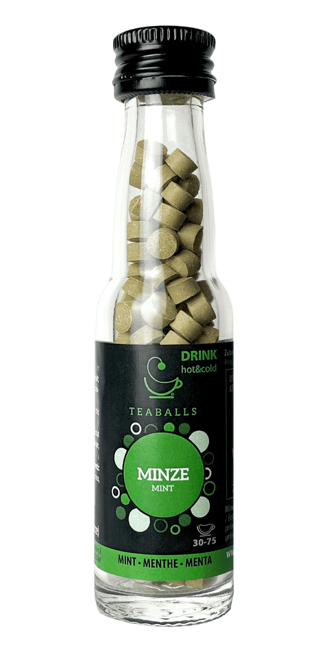TEABALLS - Minze | BLACK SELECTION | 30-75 Tassen - TEABALLS OFFICIAL | TEABALLS Schweiz | Tee ohne Beutel