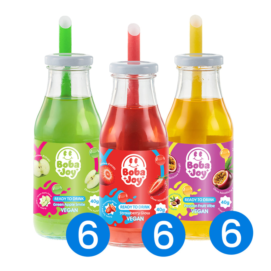 BOBAJOY Probierbox 18 Flaschen – Bubble Drink Set alle Sorten