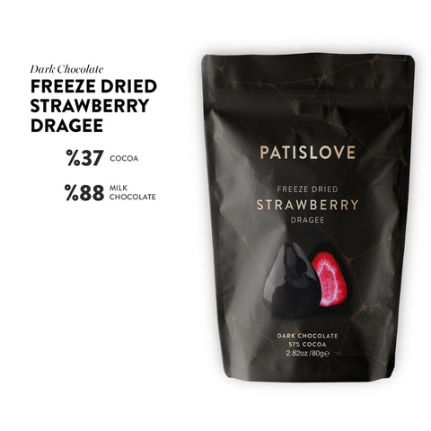 FREEZE DRIED DARK CHOCOLATE STRAWBERRY DRAGEE 80G