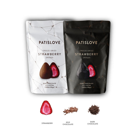 FREEZE DRIED DARK CHOCOLATE STRAWBERRY DRAGEE 80G