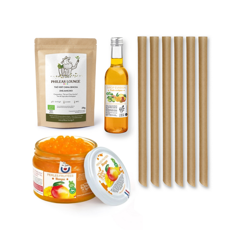 Bubble Tea Mango Set Zutaten – Fruchtperlen, Tapiokaperlen und Zubehör
