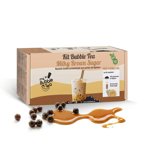 Zubereitung Brown Sugar Bubble Tea in 4 Schritten – Anleitung für 8 Portionen