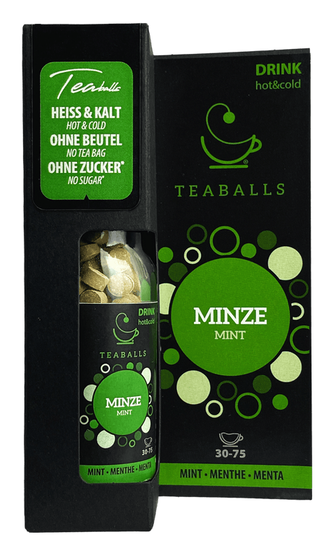 TEABALLS - Minze | BLACK SELECTION | 30-75 Tassen - TEABALLS OFFICIAL | TEABALLS Schweiz | Tee ohne Beutel 