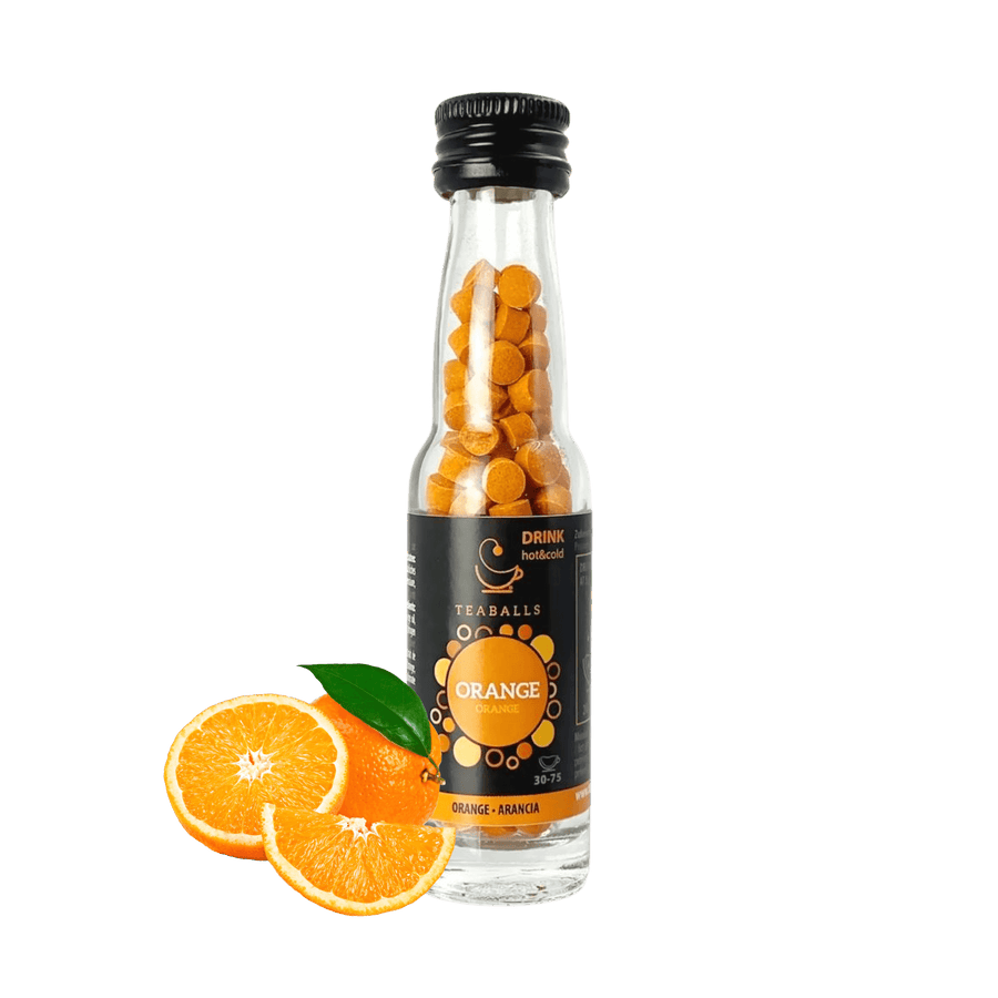 TEABALLS Orange Glasflasche 150 Stück – Tee-Presslinge für Eistee