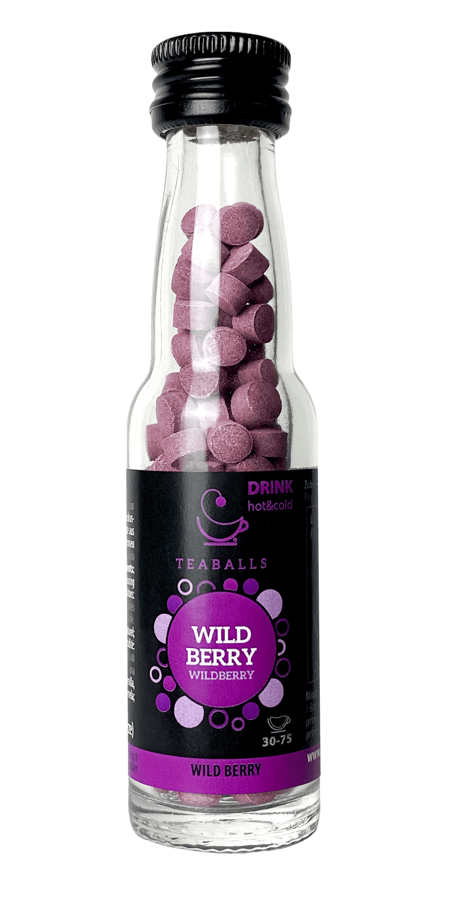 TEABALLS Wildberry Presslinge Nahaufnahme – gemischte Beeren Tee-Bällchen ohne Beutel