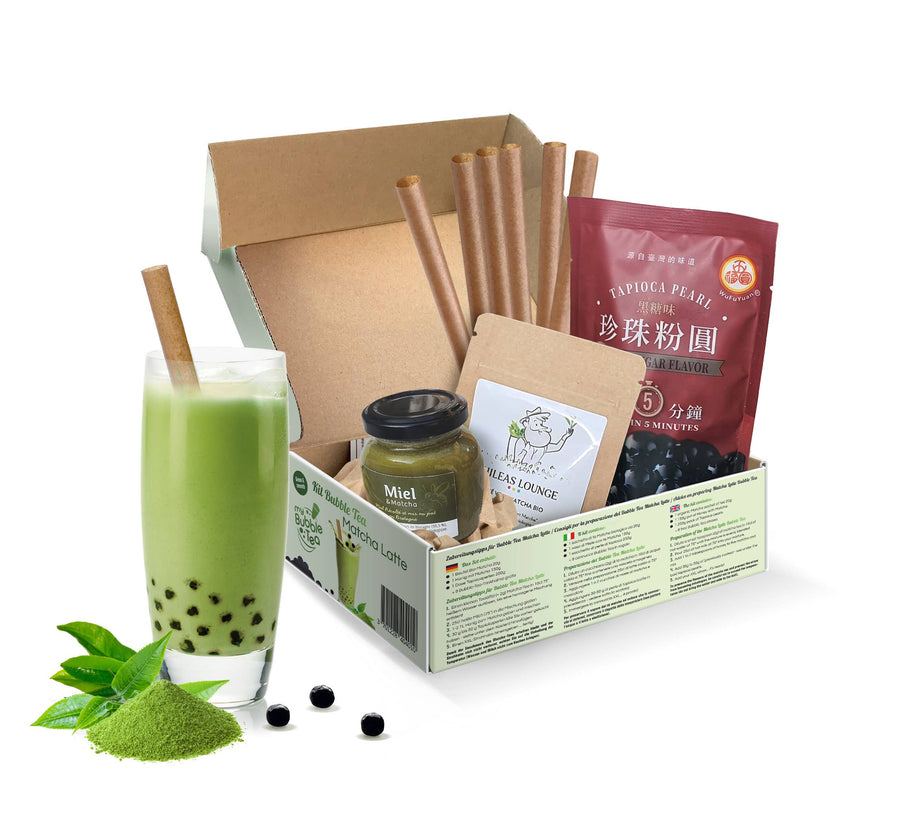 Bubble Tea Set Matcha Latte 6 Portionen – Bio Matcha Komplett-Kit